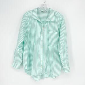Loft Long Sleeve Stripe Cotton Button-Up Shirt Size XL Petite